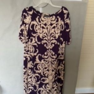 Connected brand dress.  eggplant color with tan design.